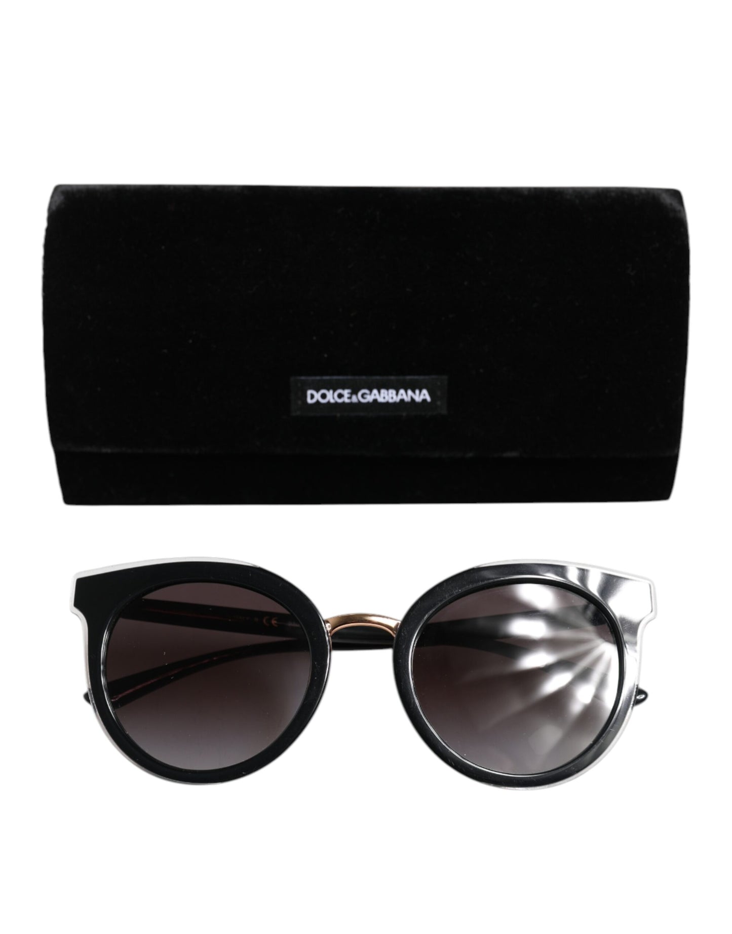 Dolce &amp; Gabbana Black Transparent Trim Round DG4371-F Eyewear Sunglasses