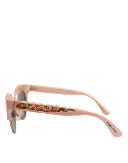 Dolce &amp; Gabbana Pink Gold Mirrored Cat Eye DG6109 Sequined Sunglasses