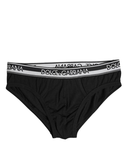 Dolce &amp; Gabbana – Schwarze Slips aus Baumwollstretch in normaler Passform
