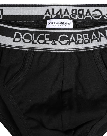 Dolce &amp; Gabbana – Schwarze Slips aus Baumwollstretch in normaler Passform