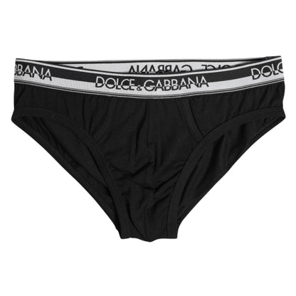 Dolce &amp; Gabbana – Schwarze Slips aus Baumwollstretch in normaler Passform