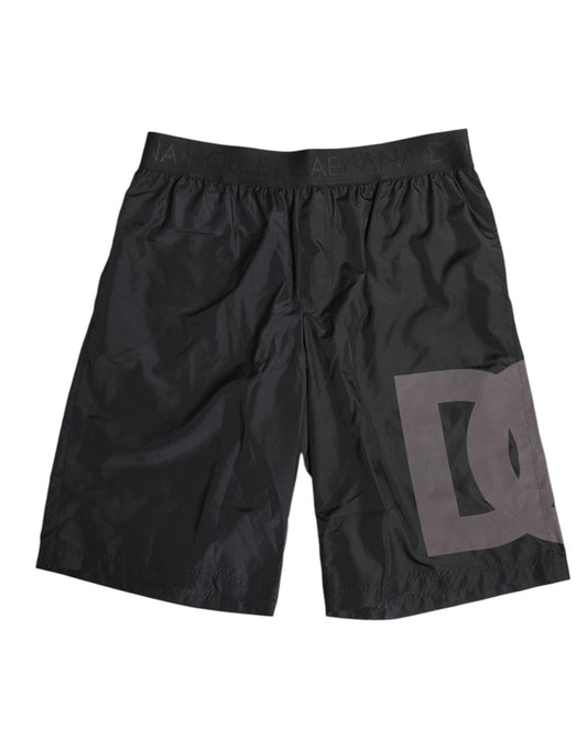 Dolce &amp; Gabbana – Schwarze Bademode mit Logo-Print für Herren