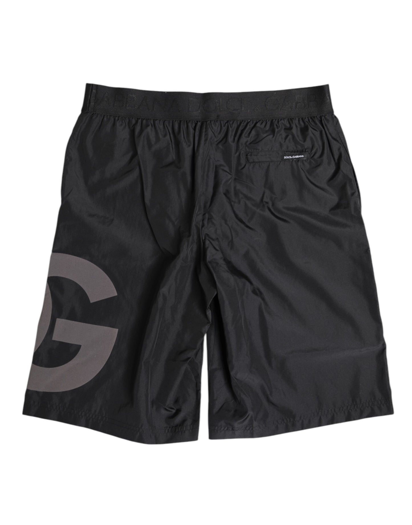 Dolce &amp; Gabbana Black Logo Print Beachwear Men Shorts Swimwear
