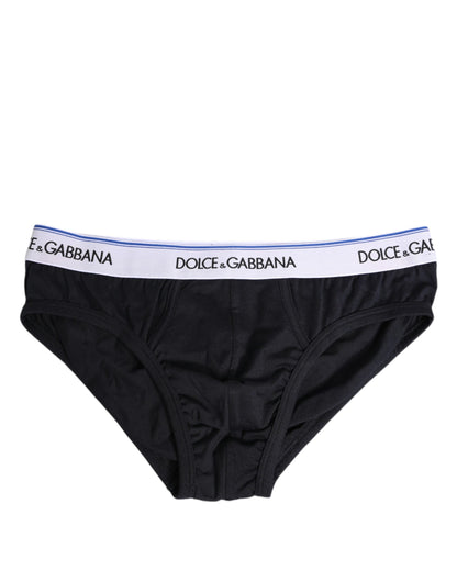 Dolce &amp; Gabbana – Schwarze Slips aus Baumwollstretch in normaler Passform