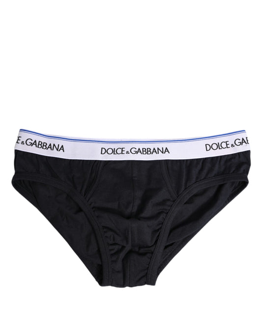 Dolce &amp; Gabbana – Schwarze Slips aus Baumwollstretch in normaler Passform