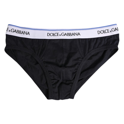 Dolce &amp; Gabbana – Schwarze Slips aus Baumwollstretch in normaler Passform