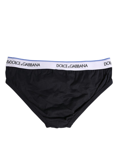 Dolce &amp; Gabbana – Schwarze Slips aus Baumwollstretch in normaler Passform