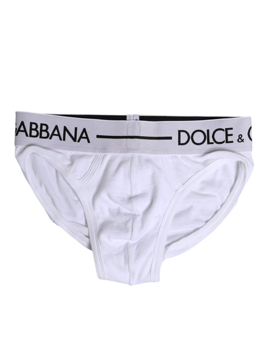 Dolce &amp; Gabbana – Weiße, normale Slip-Unterhose aus Baumwollstretch