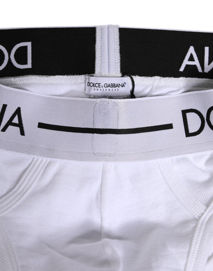 Dolce &amp; Gabbana – Weiße, normale Slip-Unterhose aus Baumwollstretch