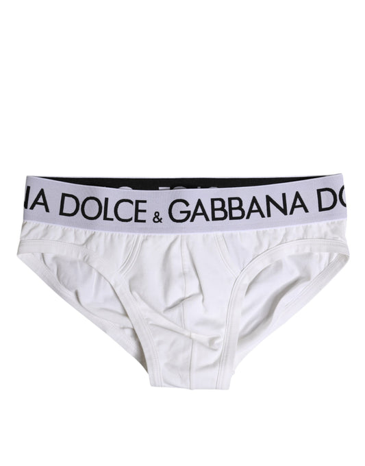 Dolce &amp; Gabbana – Weiße, normale Slip-Unterhose aus Baumwollstretch