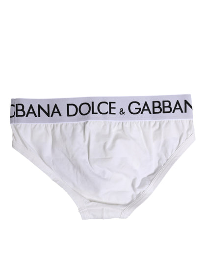 Dolce &amp; Gabbana White Cotton Stretch Regular Brief Underwear