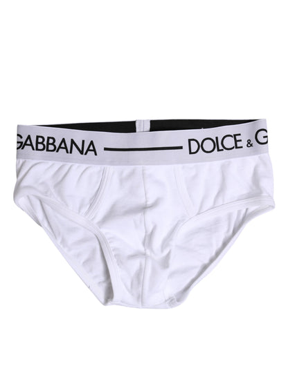 Dolce &amp; Gabbana White Cotton Stretch Regular Brief Underwear