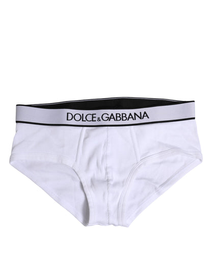 Dolce &amp; Gabbana White Cotton Stretch Regular Brief Underwear