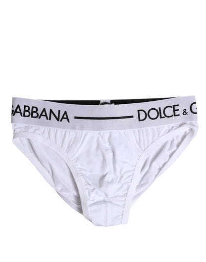Dolce &amp; Gabbana White Cotton Stretch Regular Brief Underwear