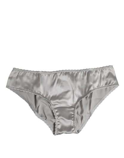 Dolce &amp; Gabbana – Graue Stretch-Hose aus Seide mit niedriger Taille