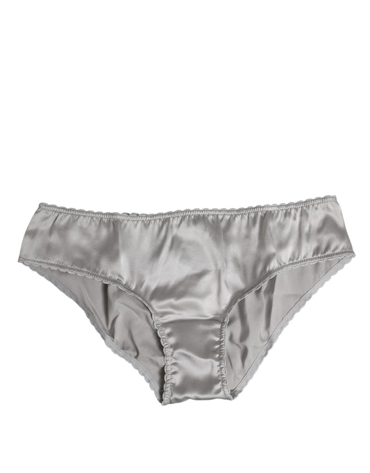 Dolce &amp; Gabbana – Graue Stretch-Hose aus Seide mit niedriger Taille