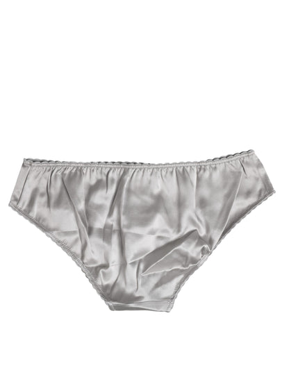 Dolce &amp; Gabbana – Graue Stretch-Hose aus Seide mit niedriger Taille