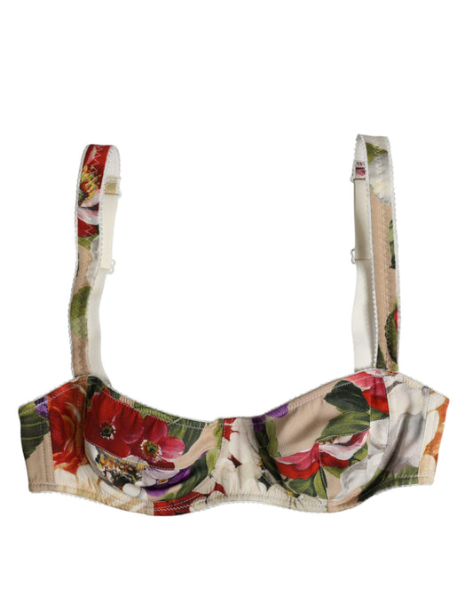 Dolce &amp; Gabbana Beige Floral Balconcino Bügel-BH Unterwäsche