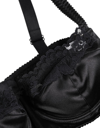 Dolce &amp; Gabbana – Balconette-BH aus schwarzer Seide mit Bügeln