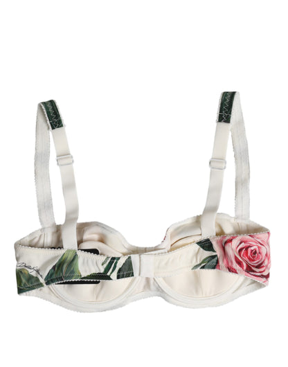 Dolce &amp; Gabbana – Balconette-BH mit Bügel und Blumenmuster in Weiß