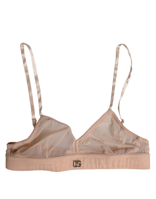 Dolce &amp; Gabbana – Puderrosa Nylon-BH ohne Bügel mit DG-Logo