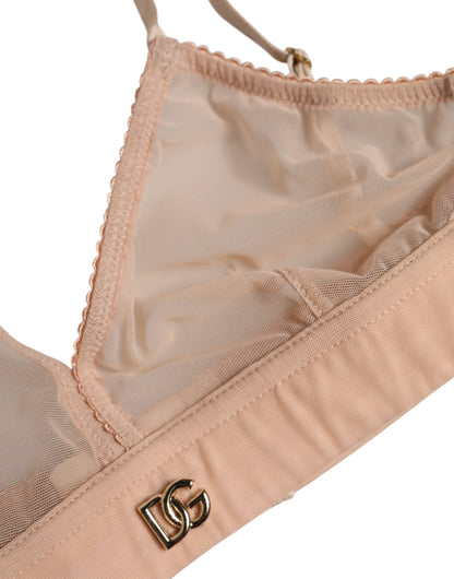 Dolce &amp; Gabbana – Puderrosa Nylon-BH ohne Bügel mit DG-Logo
