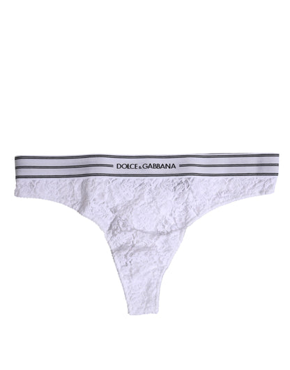 Dolce &amp; Gabbana – Weiße Nylon-Höschenunterwäsche mit Blumenspitze