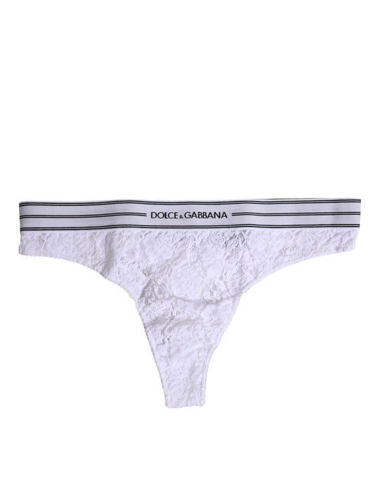 Dolce &amp; Gabbana – Weiße Nylon-Höschenunterwäsche mit Blumenspitze