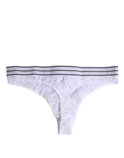 Dolce &amp; Gabbana – Weiße Nylon-Höschenunterwäsche mit Blumenspitze