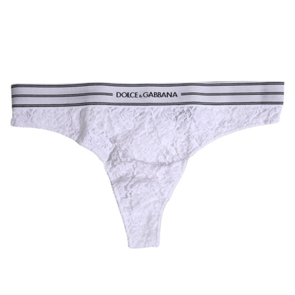 Dolce &amp; Gabbana – Weiße Nylon-Höschenunterwäsche mit Blumenspitze