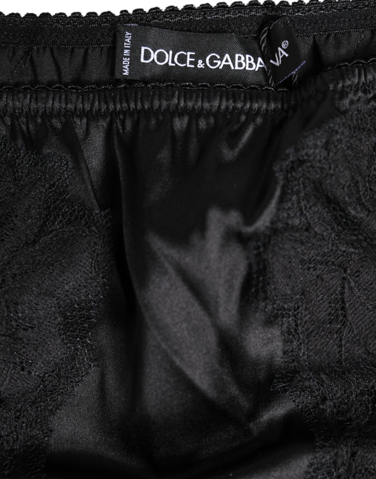 Dolce &amp; Gabbana – Schwarze Bikini-Höschen-Unterwäsche aus Seidenspitze und Stretch