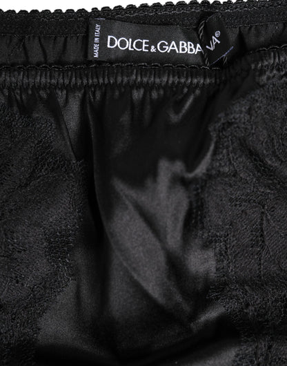 Dolce &amp; Gabbana – Schwarze Bikini-Höschen-Unterwäsche aus Seidenspitze und Stretch