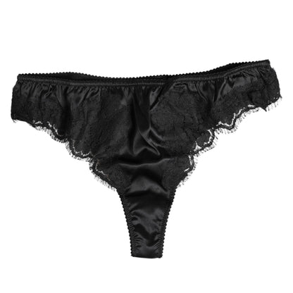 Dolce &amp; Gabbana – Schwarze Bikini-Höschen-Unterwäsche aus Seidenspitze und Stretch