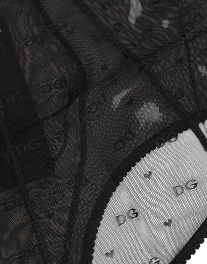 Dolce &amp; Gabbana – Schwarzes Mieder mit Logo und hoher Taille