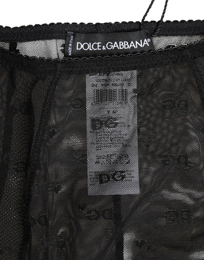 Dolce &amp; Gabbana – Schwarzes Mieder mit Logo und hoher Taille