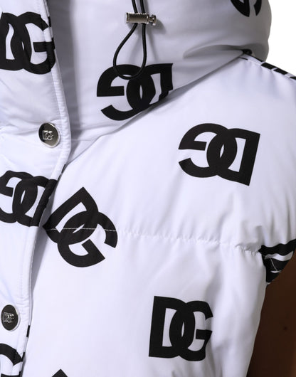 Dolce &amp; Gabbana DG Mania Pufferjacke aus Polyester in Weiß und Schwarz