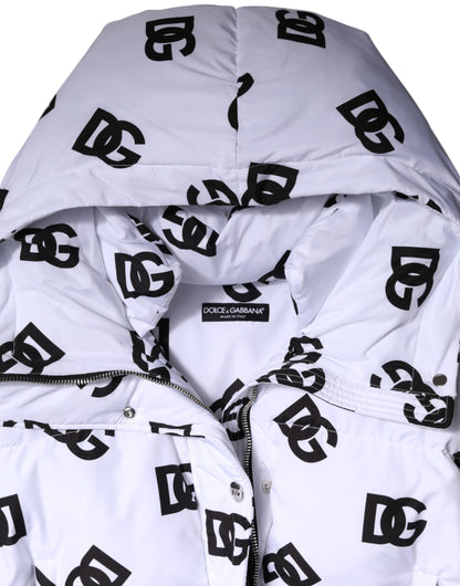 Dolce &amp; Gabbana DG Mania Pufferjacke aus Polyester in Weiß und Schwarz