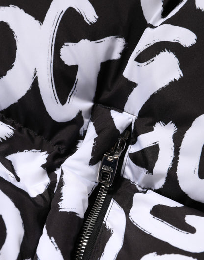 Dolce &amp; Gabbana – DG Mania – Langer Mantel mit Kapuze in Schwarz und Weiß