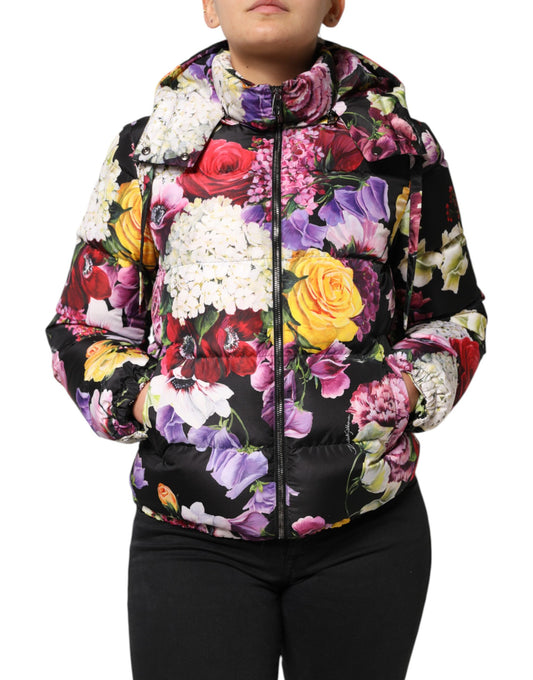 Dolce &amp; Gabbana – Steppjacke mit Kapuze und mehrfarbigem Blumenmuster