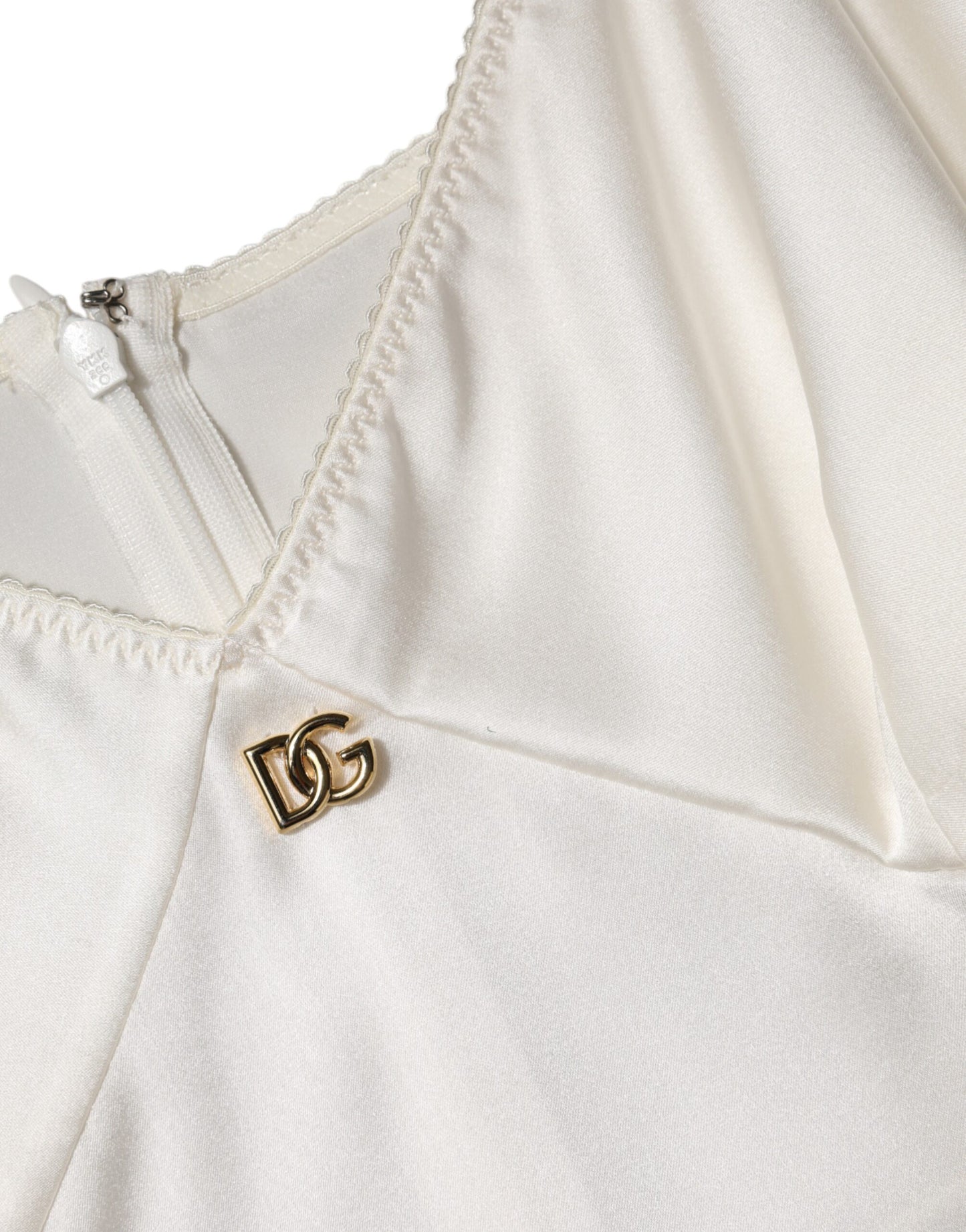 Dolce &amp; Gabbana, weißes Nachthemd aus Seide mit DG-Logo