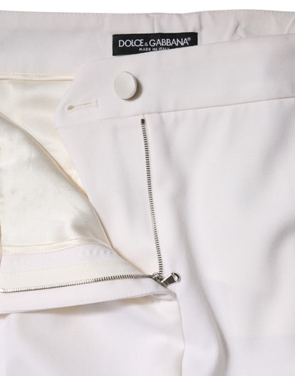 Dolce &amp; Gabbana – Weiße, schmal zulaufende Wollhose mit mittlerer Taille