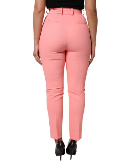 Dolce &amp; Gabbana – Hoch taillierte, schmal zulaufende Hose in Rosa