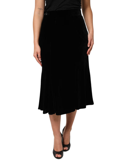 Dolce &amp; Gabbana – Schwarzer ausgestellter Midirock mit hoher Taille