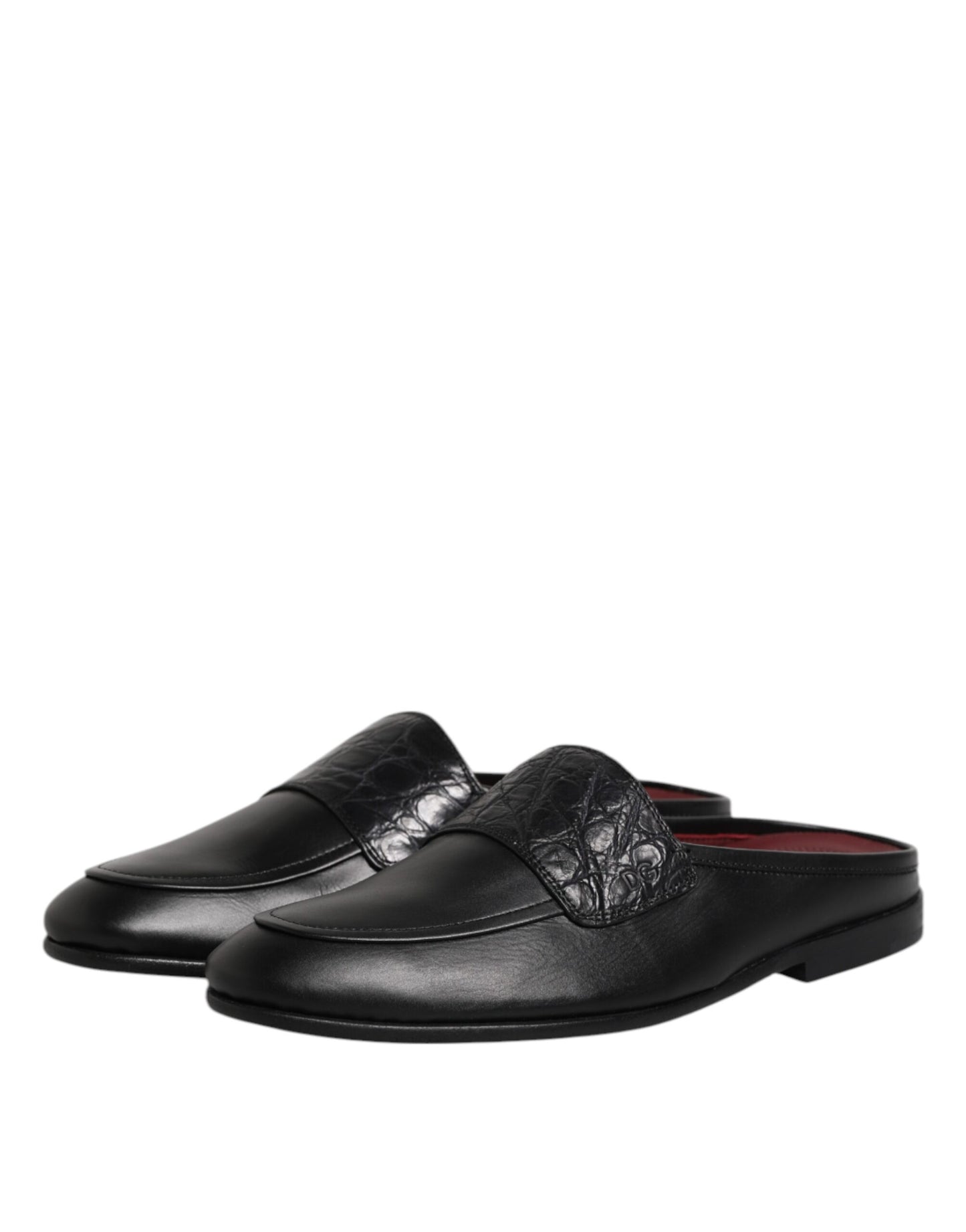 Dolce &amp; Gabbana Black Calfskin Leather Slip On Loafers Shoes