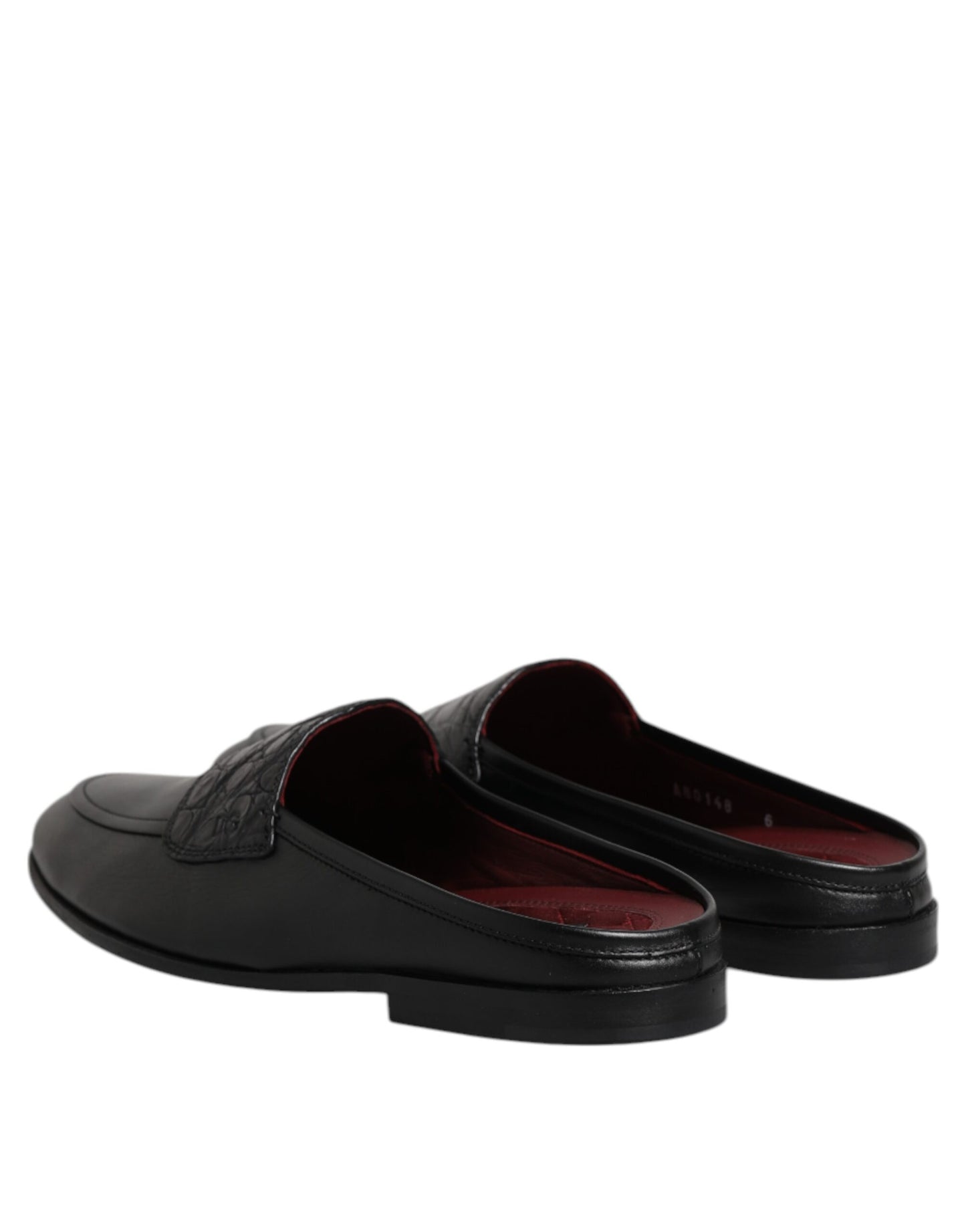 Dolce &amp; Gabbana Black Calfskin Leather Slip On Loafers Shoes