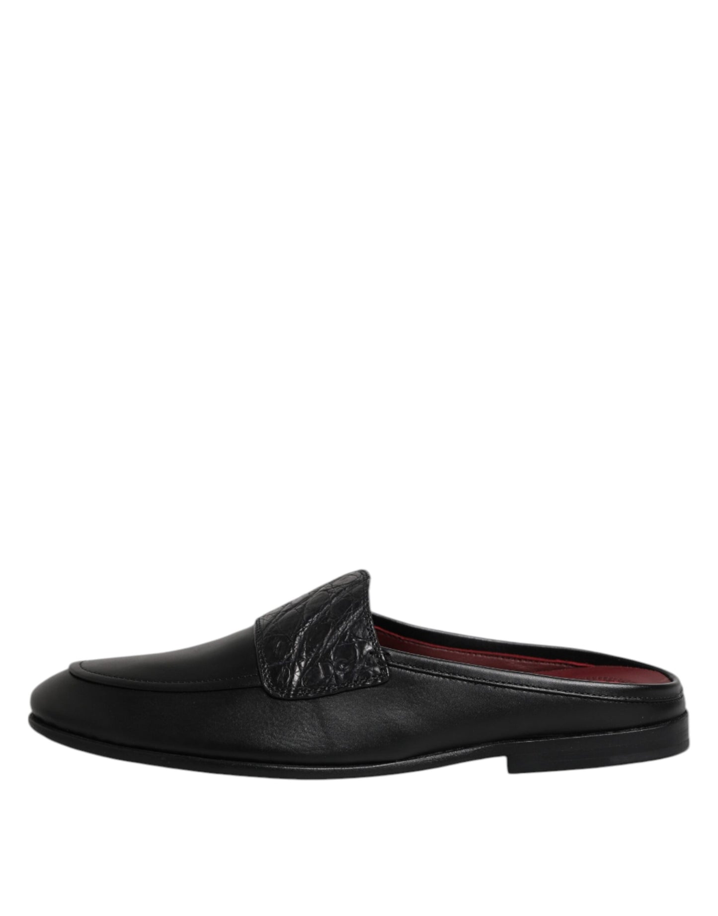 Dolce &amp; Gabbana Black Calfskin Leather Slip On Loafers Shoes