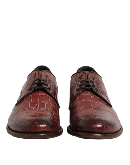 Dolce &amp; Gabbana – Burgunderrote Derby-Schnürschuhe aus Leder
