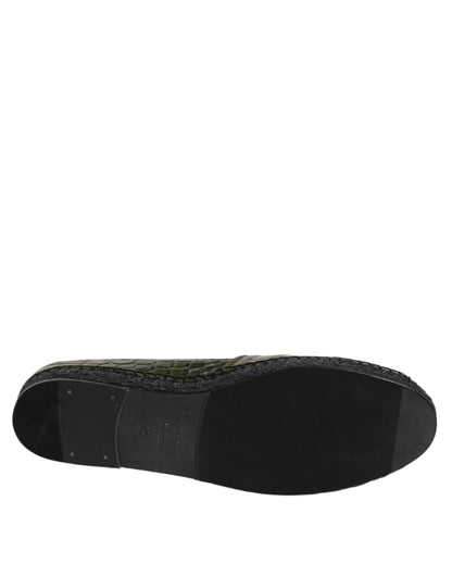 Dolce &amp; Gabbana – Espadrilles-Schlupfschuhe aus exotischem Leder in Grün