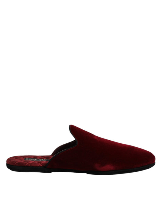 Dolce &amp; Gabbana – Flache Slipper aus rotem Viskosesamt