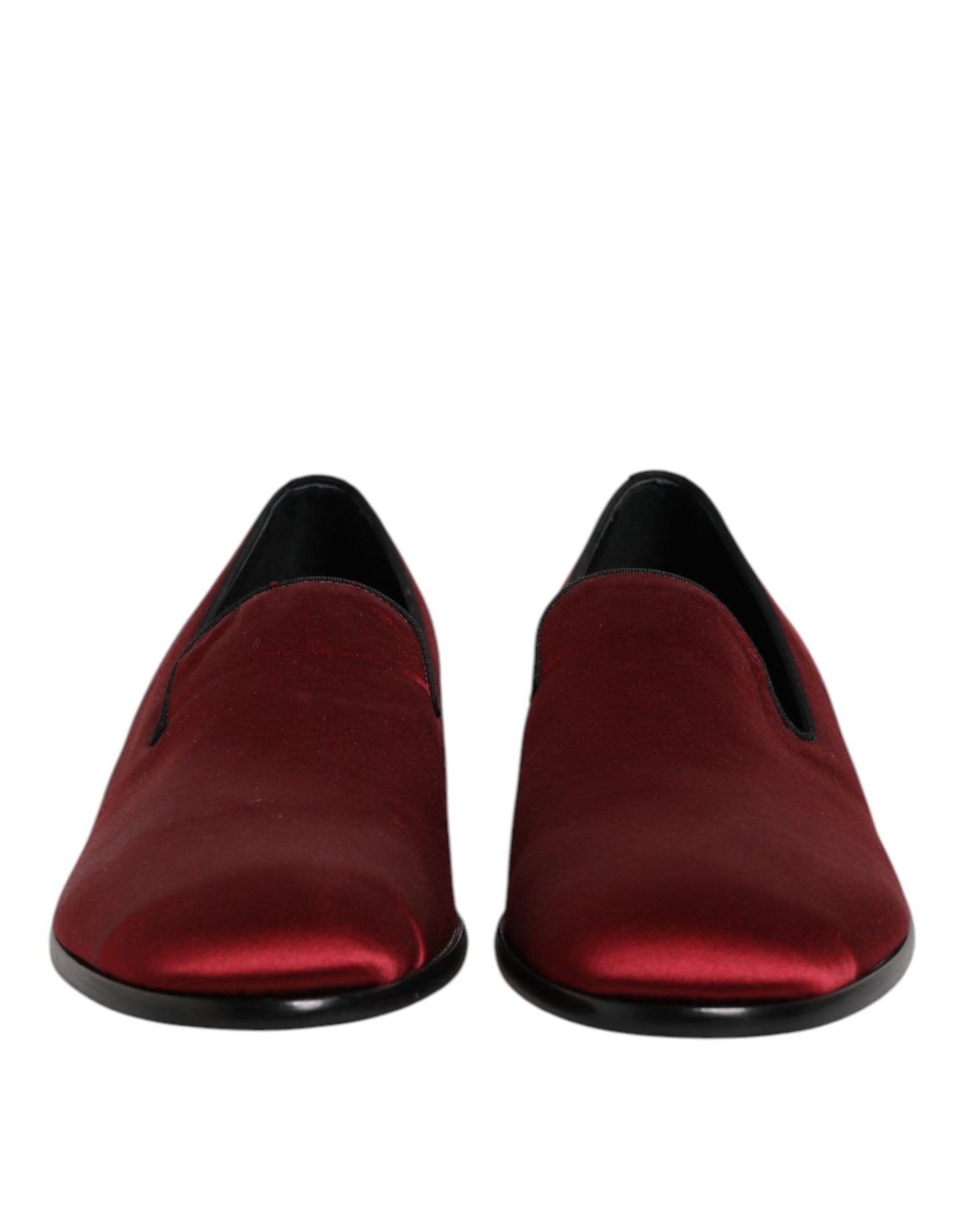 Dolce &amp; Gabbana Red Velvet Slip On Loafers Formal Shoes